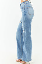 Stylish Wide Leg Jeans Women High Waisted Distressed Denim For