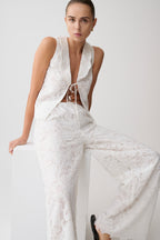 Tessa Broderie Tie Front Sleeveless Top - White