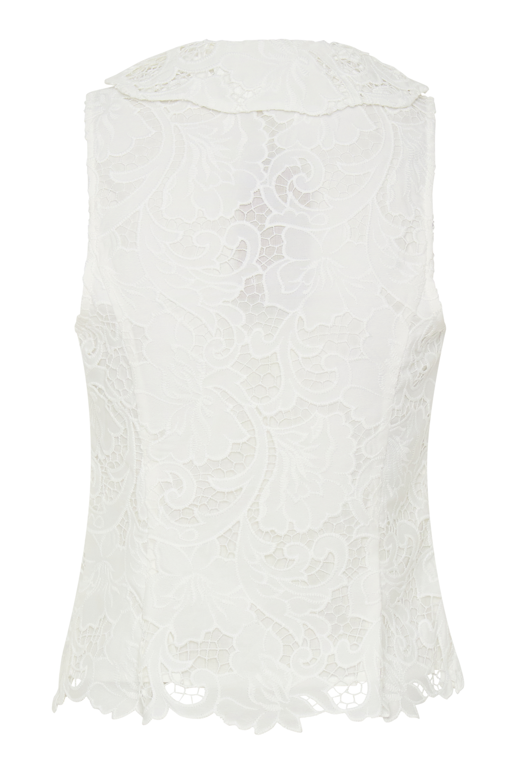 Tessa Broderie Tie Front Sleeveless Top - White