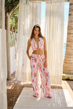 White Beach Pants for Women with Adjustable