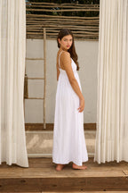 White Midi Dress with Flattering Fit – Long