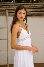 White Midi Dress with Flattering Fit – Long