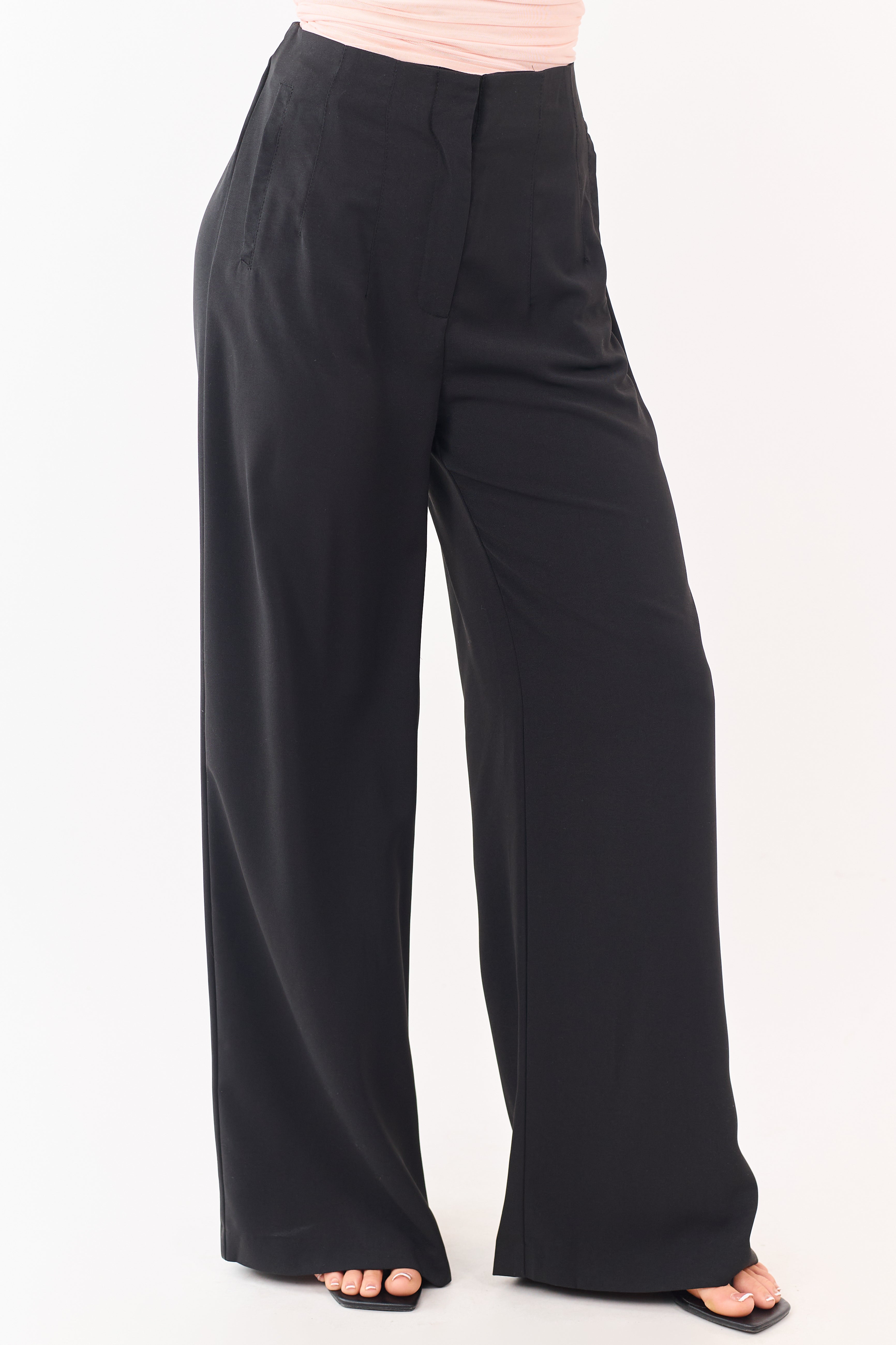 Wide Leg Pants Women with Elastic Back Waistband – Flowy Design