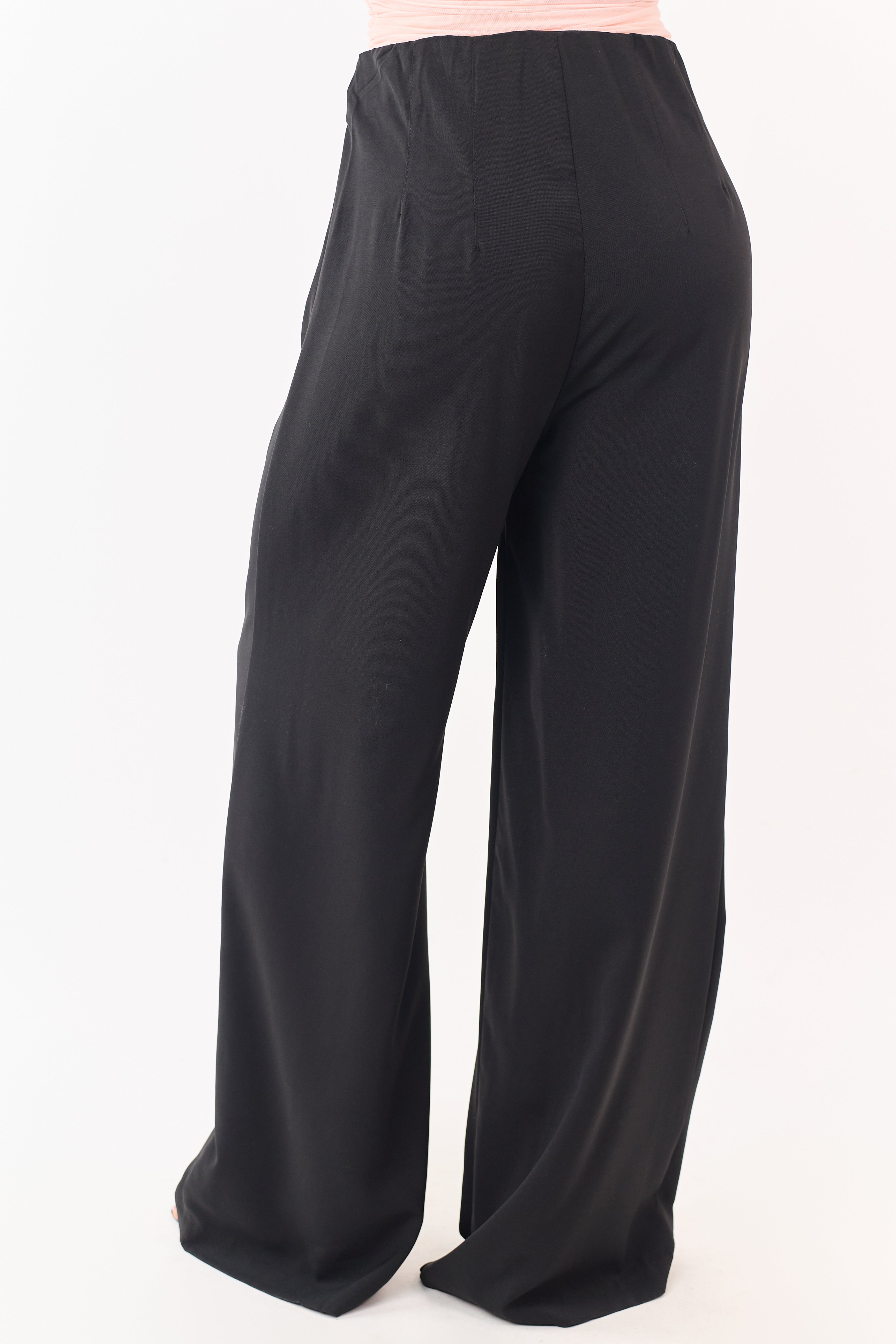 Wide Leg Pants Women with Elastic Back Waistband – Flowy Design