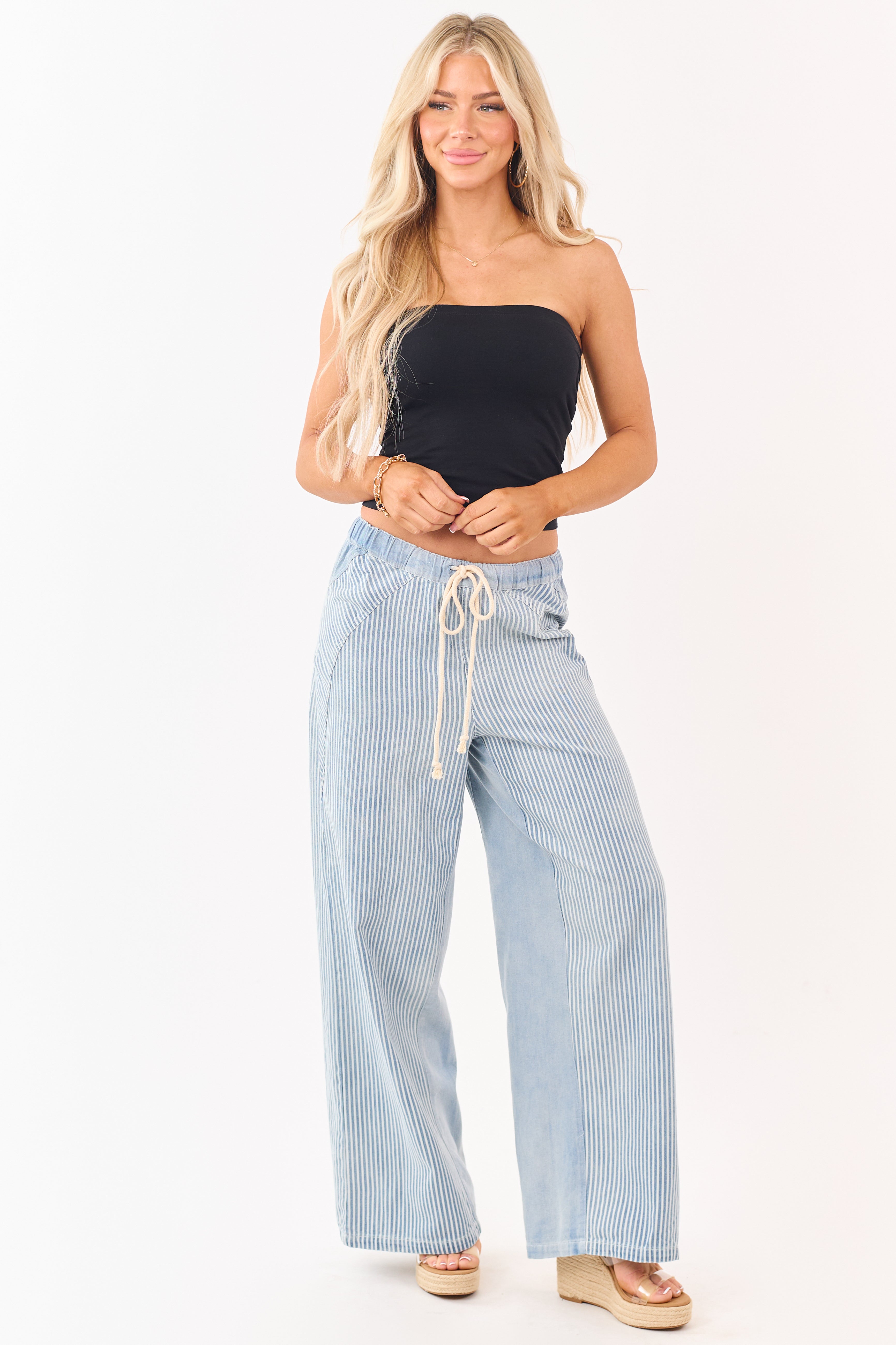 Wide Leg Pants Women with High Waist & Elastic Waistband