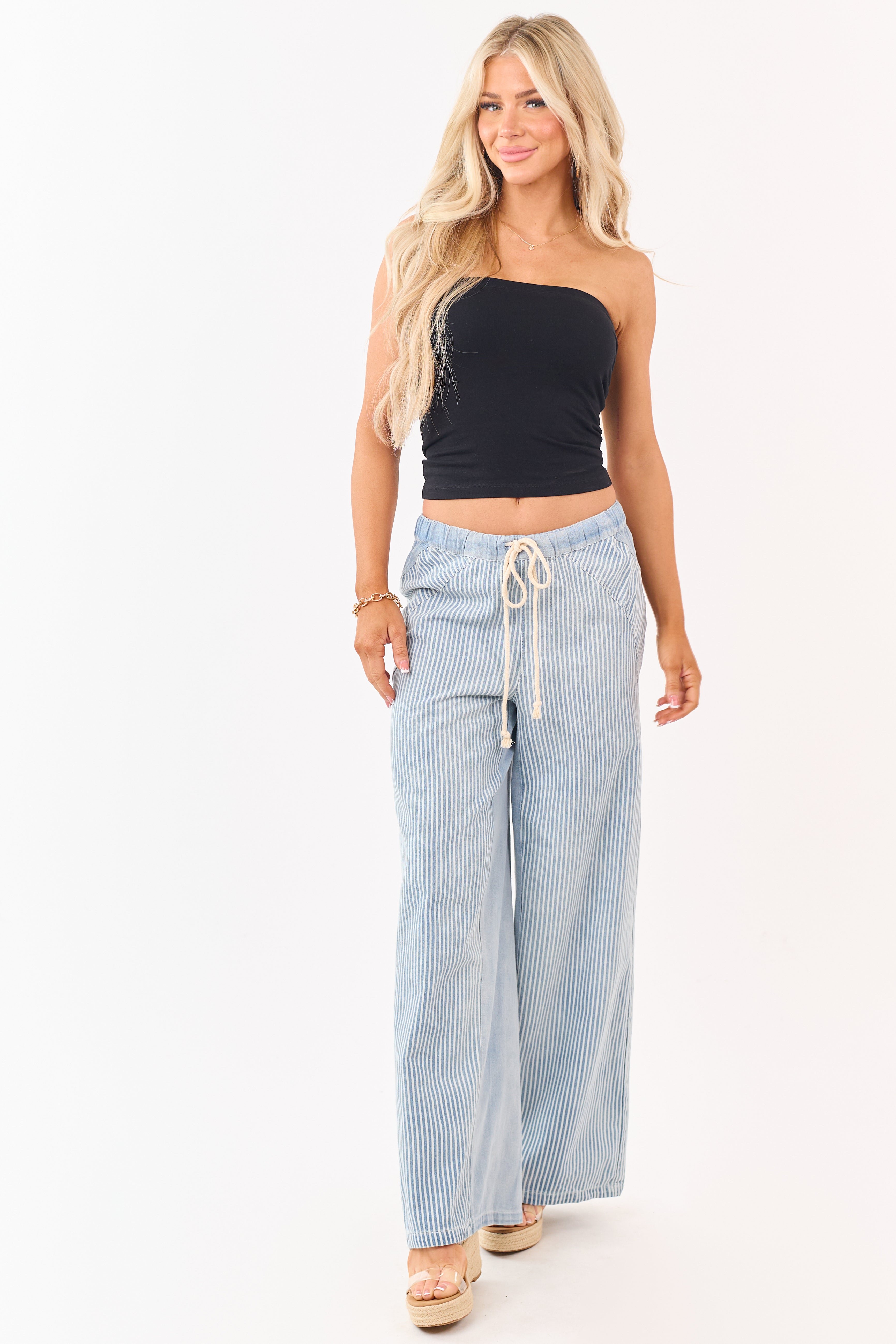 Wide Leg Pants Women with High Waist & Elastic Waistband