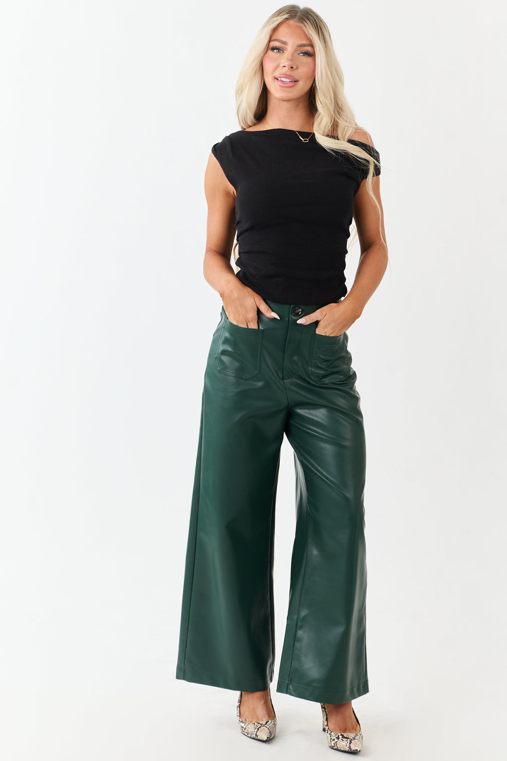 Wide Leg Pants Women with Super High Rise Fit – Stylish Faux