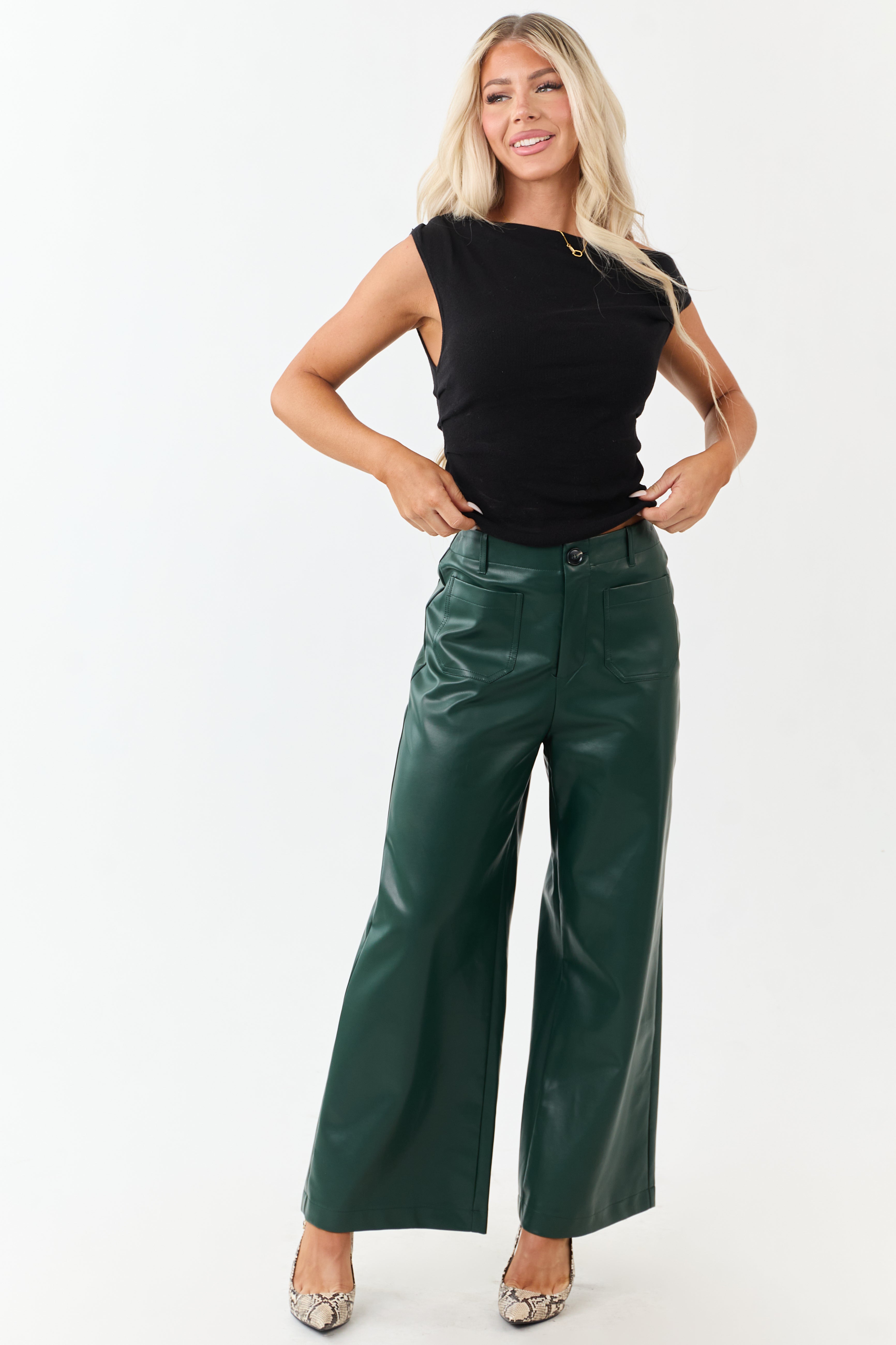 Wide Leg Pants Women with Super High Rise Fit – Stylish Faux