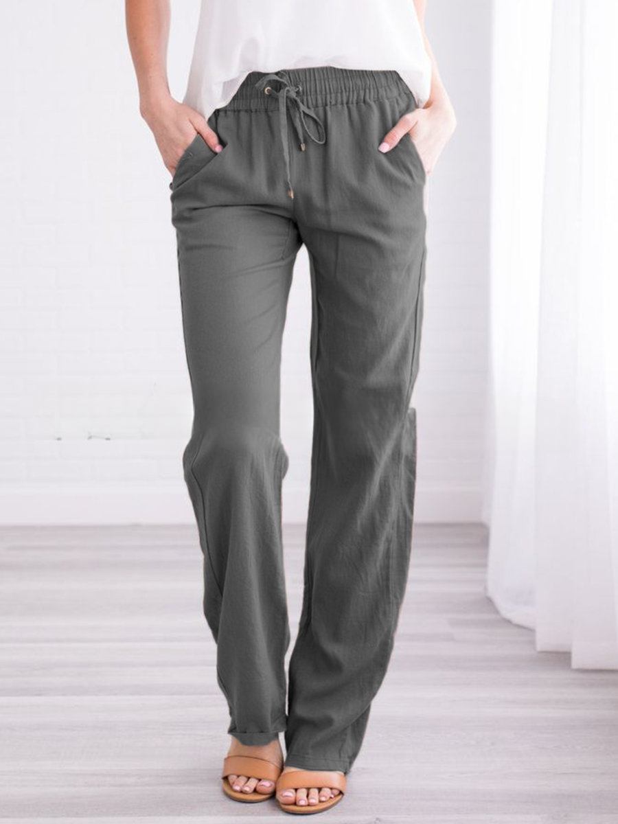 Wide Leg Trousers with Elastic Waistband