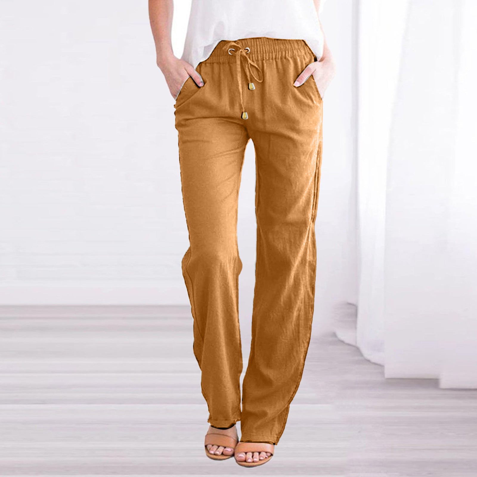 Wide Leg Trousers with Elastic Waistband