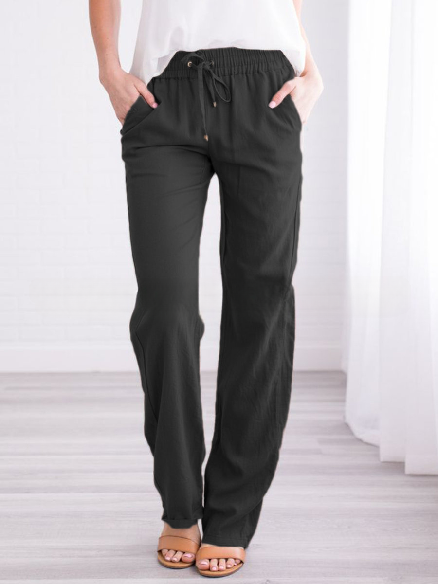 Wide Leg Trousers with Elastic Waistband