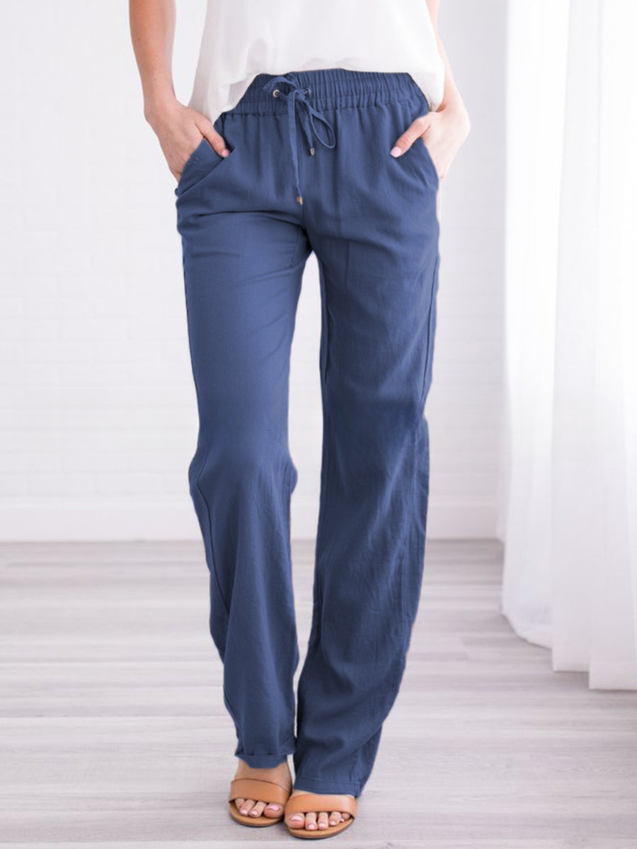 Wide Leg Trousers with Elastic Waistband