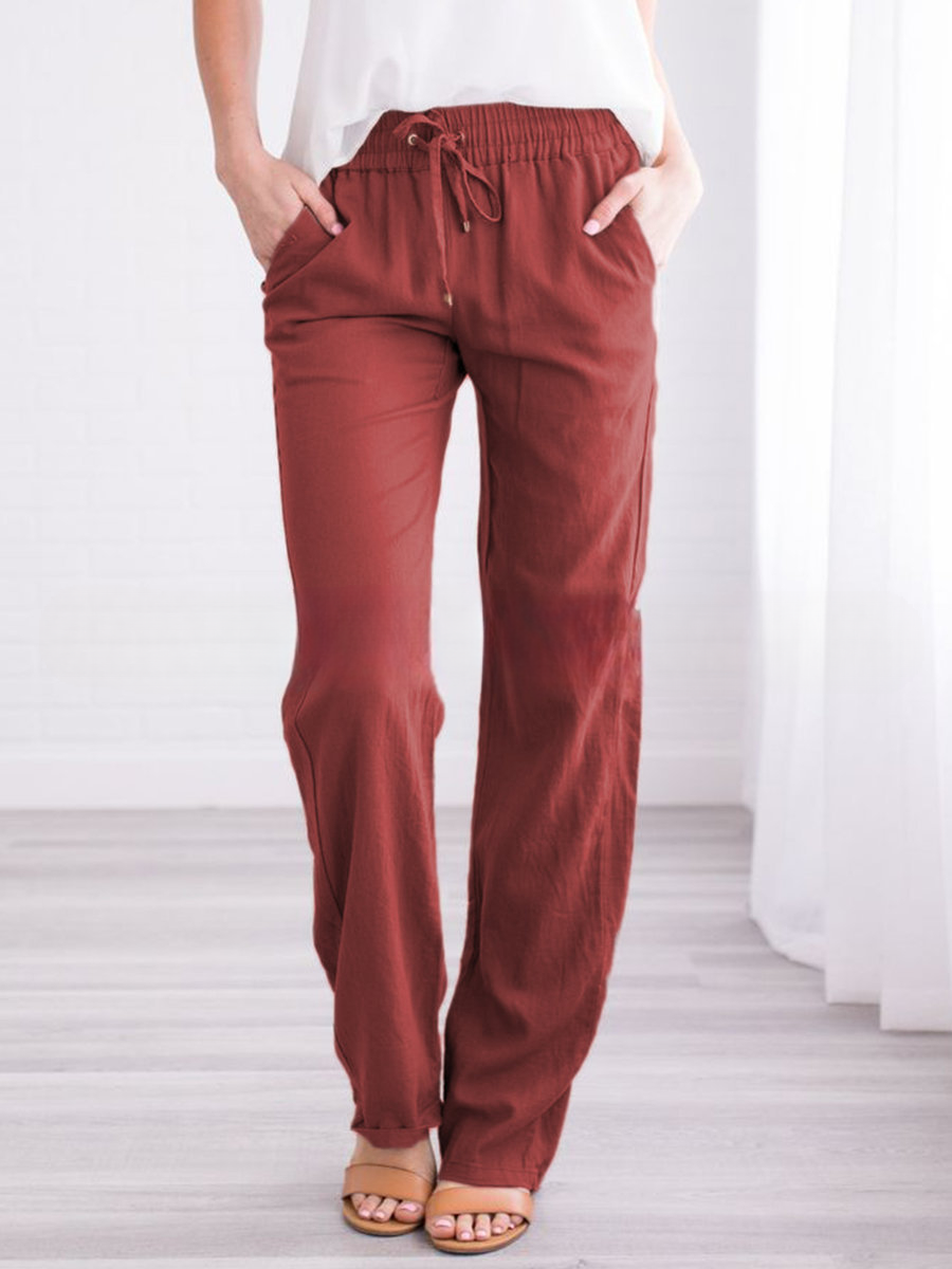 Wide Leg Trousers with Elastic Waistband