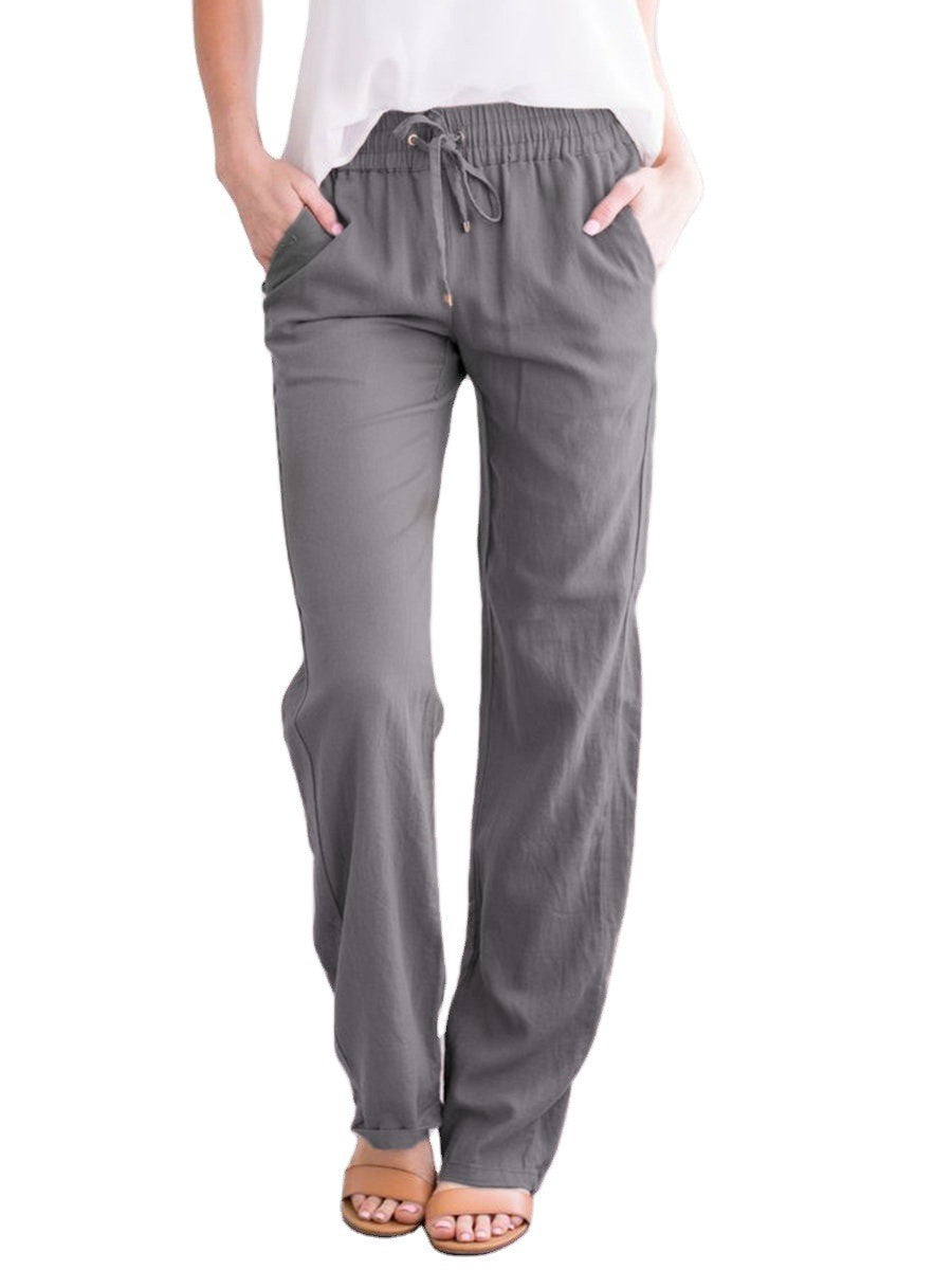 Wide Leg Trousers with Elastic Waistband