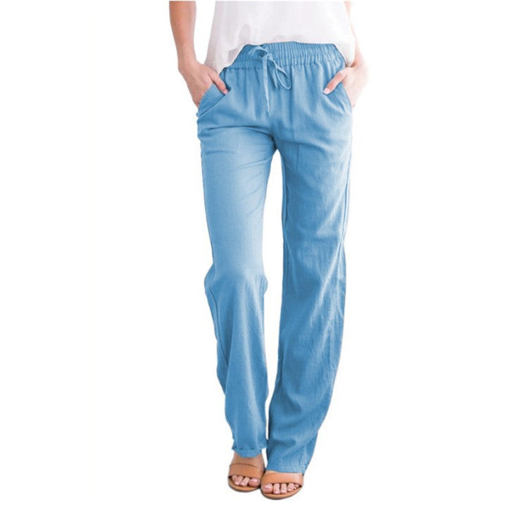 Wide Leg Trousers with Elastic Waistband