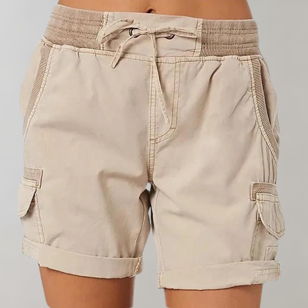 Women's High-Waist Cargo Shorts with Multi-Pockets Versatile