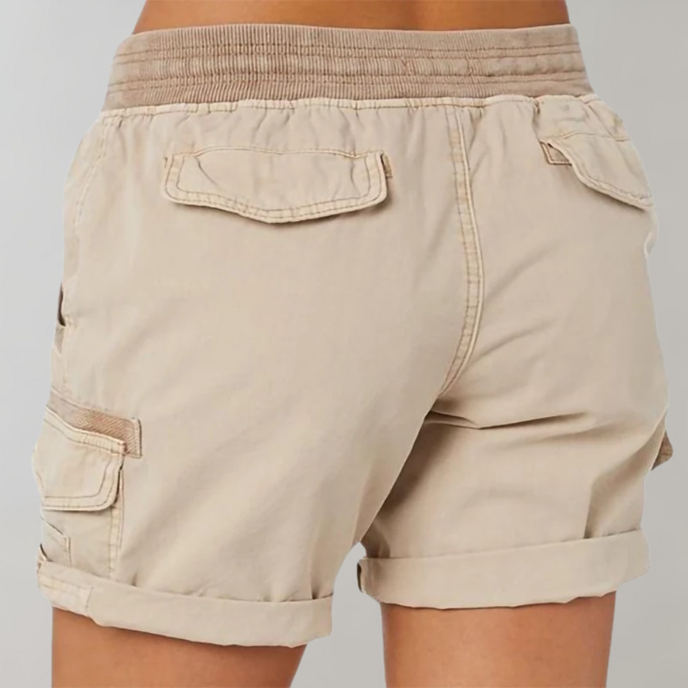 Women's High-Waist Cargo Shorts with Multi-Pockets Versatile
