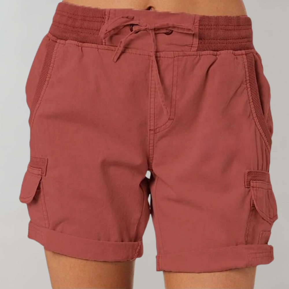 Women's High-Waist Cargo Shorts with Multi-Pockets Versatile