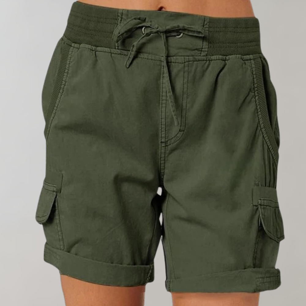 Women's High-Waist Cargo Shorts with Multi-Pockets Versatile