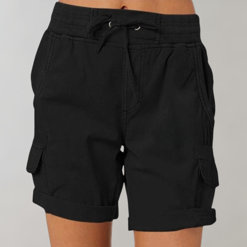 Women's High-Waist Cargo Shorts with Multi-Pockets Versatile