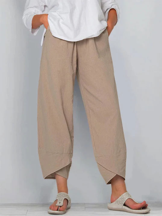 Women's Lightweight Cropped Pants with Tulip Hem for Effortless