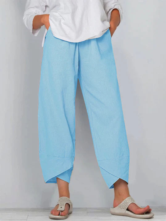 Women's Lightweight Cropped Pants with Tulip Hem for Effortless