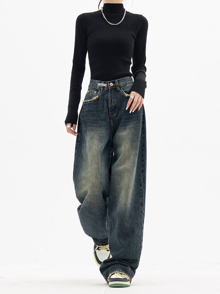 Women's Wide Leg Jeans with High Waist & Loose Fit Versatile