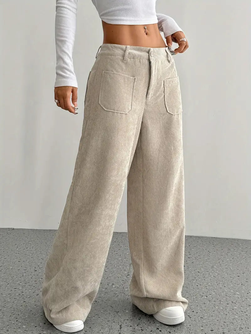 Women's Wide Leg Trousers with High-Waisted Fit Stylish Comfort